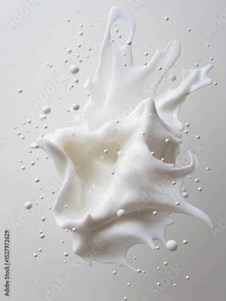 Fototapeta abstract composition of white foam captured in motion against a soft, neutral background. The foam appears dynamic and fluid