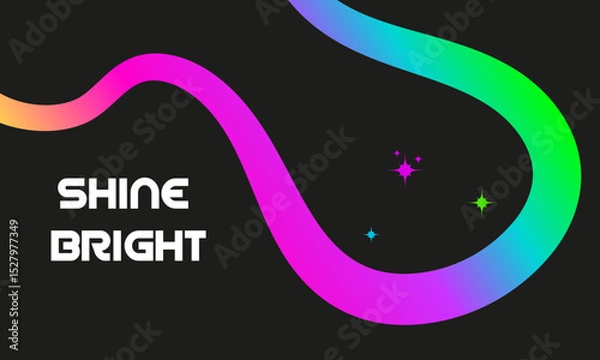 Fototapeta Abstract web banner with gradient wavy line. Rainbow vibrant color ribbon background.