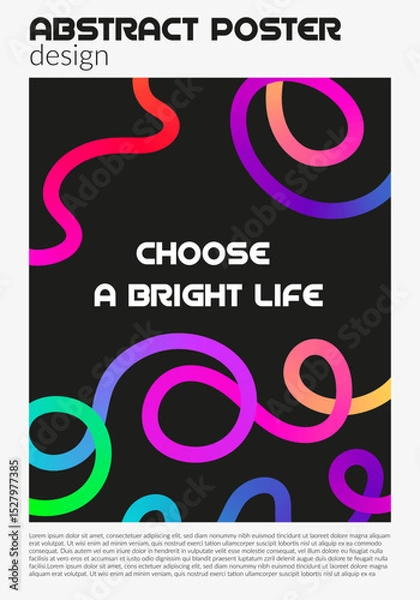 Fototapeta Abstract modern poster with vibrant gradient wavy line. Rainbow color swirl elements.