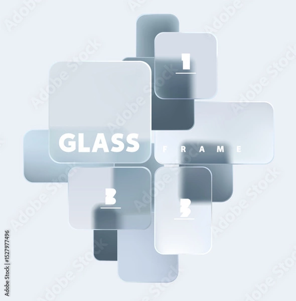 Obraz Transparent geometric squares and rectangles in liquid glass style. Abstract poster design.