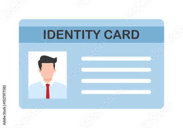 Obraz ID cards. Personal info data. Identification document with person photo. User or profile card. Driver's license. Flat style. Vector illustration