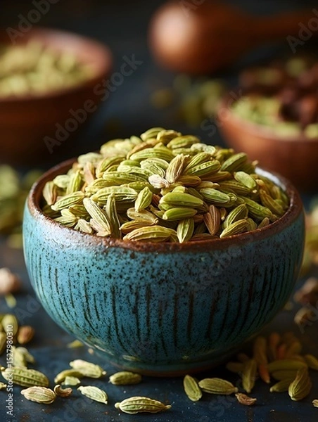 Fototapeta Vintage Bowl of Nuts and Figs on Table