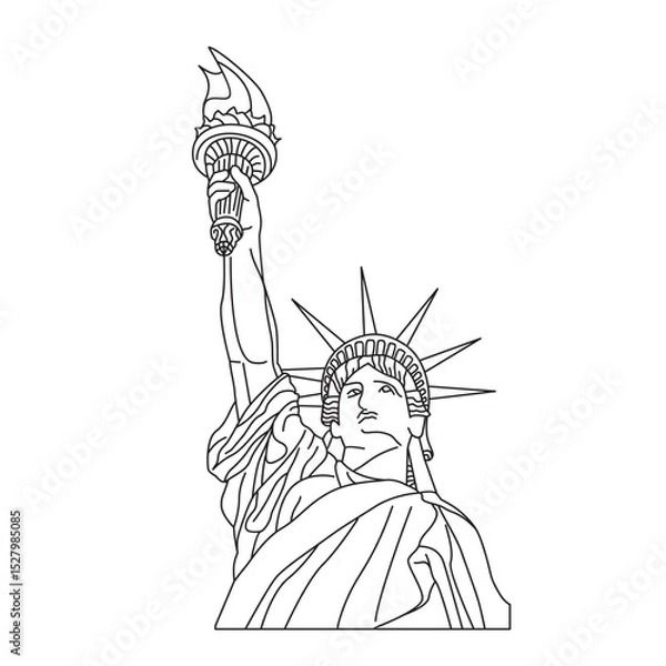 Fototapeta Statue of Liberty half body with style lines, National symbol of America New York