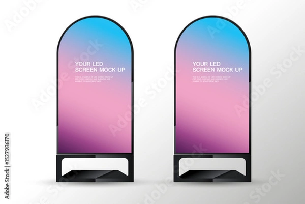 Fototapeta Set of two special shapes in Technology LED screen mock up on white background. A half circle LED screen mock up used in advertising space vector