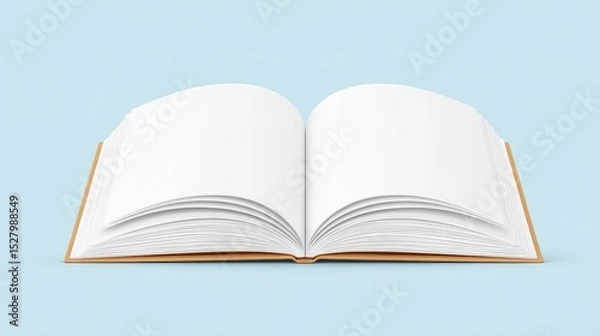 Fototapeta Open Blank Book with Empty Pages on Soft Blue Background