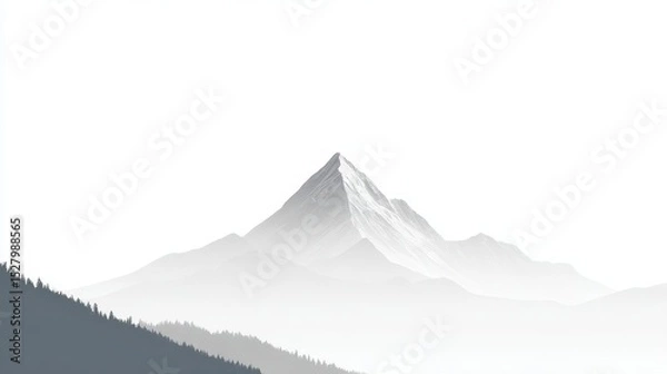 Fototapeta Serene Mountain Peak Outlined in Negative Space with Soft Gradients