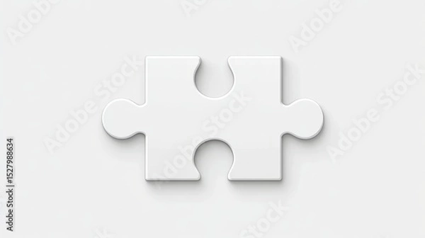 Fototapeta Perfectly Fitting White Puzzle Piece in a Gap on a Clean Background