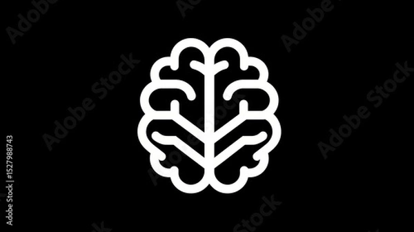 Fototapeta Simplified Brain Outline Design on Black Background for Creative Use