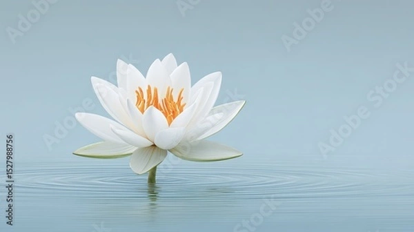 Fototapeta Elegant Single Lotus Flower in Tranquil Negative Space Setting