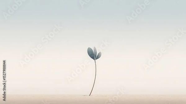Fototapeta Single Seed Sprouting in Negative Space with Soft Minimalist Background