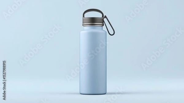 Fototapeta Clean Water Bottle in Minimalist Space with Soft Blue Background
