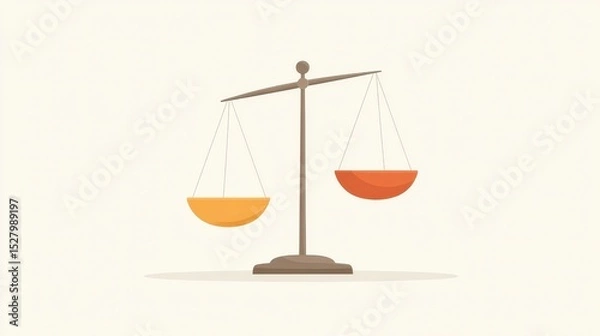 Fototapeta Two Balancing Scales in Negative Space Representing Equality Concept