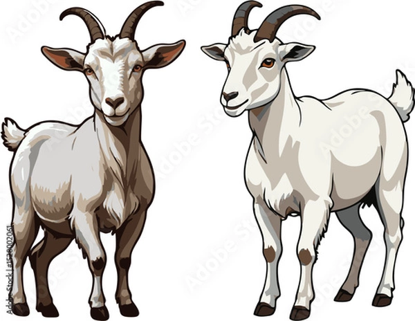 Fototapeta Two goats,sheep or ram vector illustration design art 