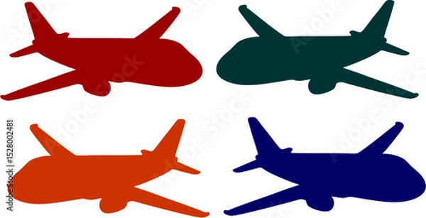 Obraz airplane in the sky silhouette vector illustration design art in different colour 