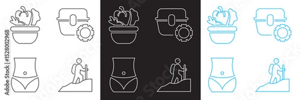 Fototapeta Healthy Lifestyle  Icon . Nutrition, exercise, wellness, sleep, yoga, meditation, heart rate, gym,  fitness, health monitoring etc icons. Vector for websites, mobile interfaces,  banner etc. EPS 10