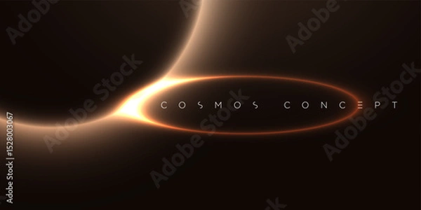 Obraz Cosmic-inspired abstract vector background featuring a glowing horizon flare and shadowy sphere on dark backdrop. Perfect for tech branding, sci-fi visuals, digital posters, and luxury design themes.