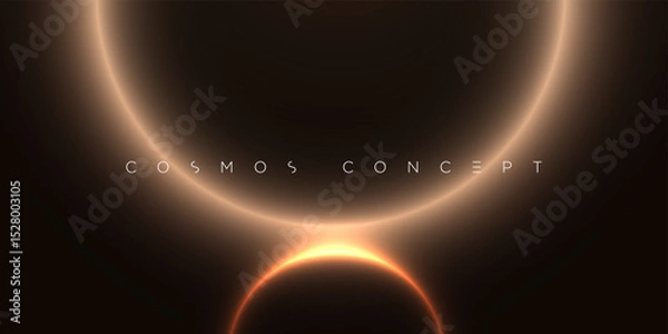 Fototapeta Futuristic abstract vector with a large glowing arc and emerging light source, evoking a cosmic sunrise. Ideal for sci-fi branding, tech visuals, digital art, and modern luxury-themed compositions.
