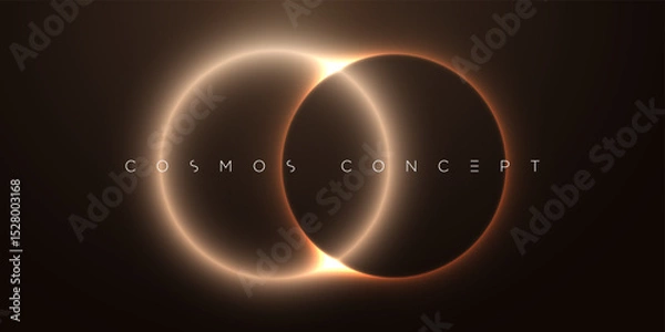 Obraz Abstract vector background with twin glowing circles representing a binary eclipse. Soft light, deep shadows, and cosmic symmetry make it ideal for sci-fi themes, branding, and digital compositions.