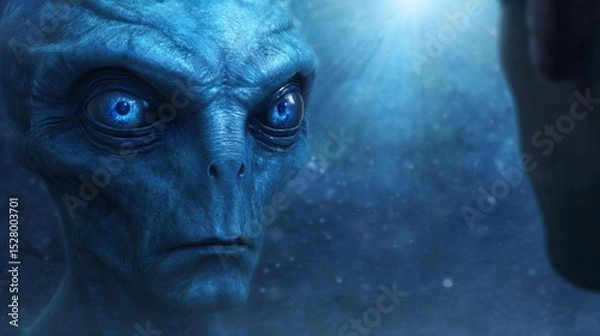 Fototapeta alien looking intensely at a human