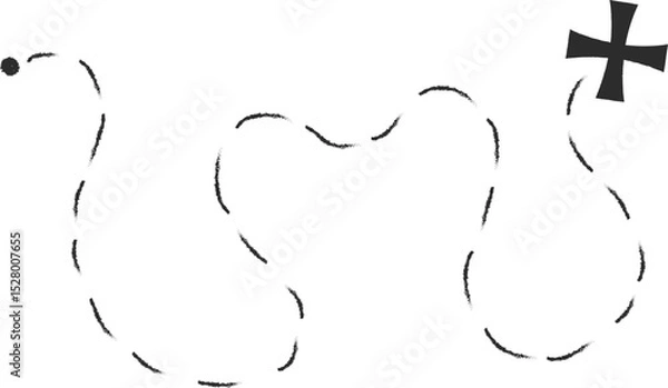 Obraz Treasure map element. A dashed line and red X mark ink on the map, the treasure map with a dotted line, an X marks the spot, and the dashed line to a black X	
