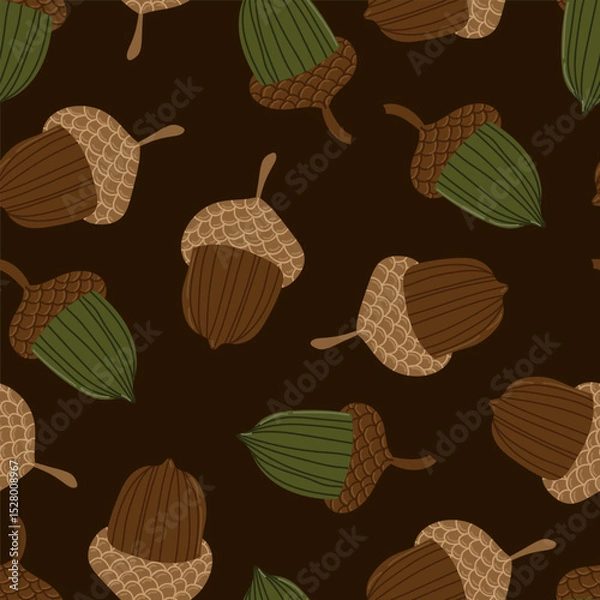 Fototapeta acorns colorful autumn seamless pattern. Forest fall botanical texture for textile, wrapping, print