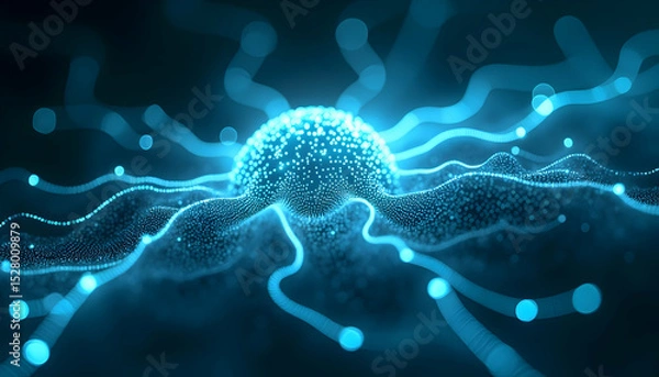 Fototapeta Abstract Glowing Network of Connections Representing Data Flow and Neural Pathways