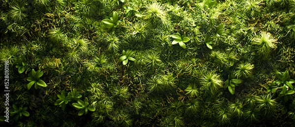 Obraz Macro shot of lush green  detailed texture of moss. Forest nature-inspired designs.