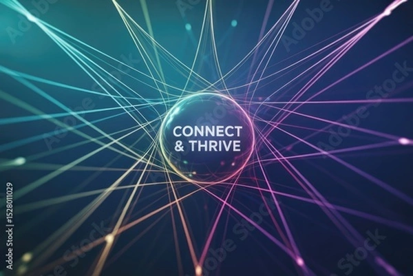 Obraz Abstract illustration representing connection and growth with vibrant lines and a central message.