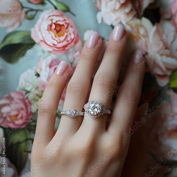 Obraz Woman's hand beautifully displaying a diamond , highlighting its sparkle and unique elegance