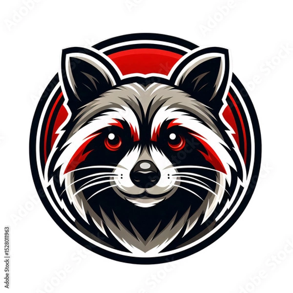 Fototapeta Stylized raccoon head mascot logo isolated on transparent background isolated on white background