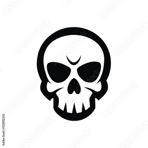 Fototapeta Minimalist Vector Design Vector Icon Skull Silhouette Icon on White Background