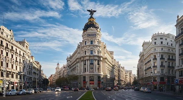 Obraz Iconic Metropolis Building A Stunning Architectural Marvel in Madrid, Spain