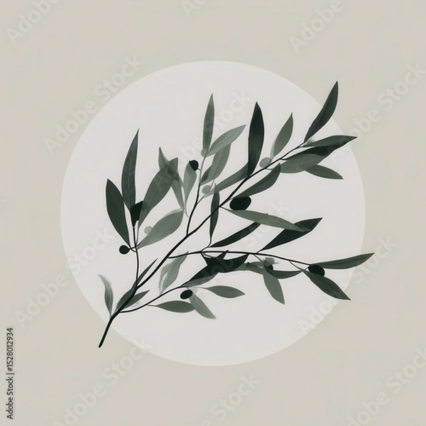 Obraz Elegant olive branch on a muted background.