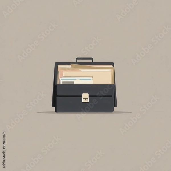 Obraz Black briefcase filled with documents.