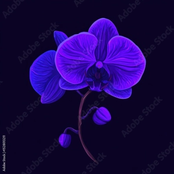 Obraz Vibrant purple orchid in detailed artistic style.