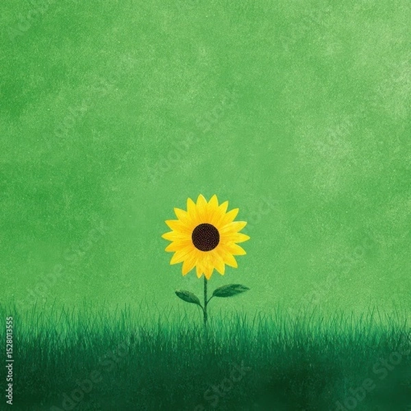Obraz Single sunflower in a field of grass.