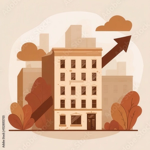 Obraz Urban building with upward trend illustration.