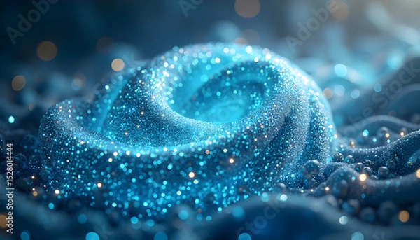 Fototapeta Abstract blue sparkling vortex with luminous bokeh, ethereal visual concept