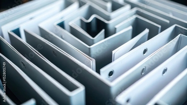 Obraz A close-up image of several overlapping file folders arranged to resemble a maze or labyrinth.