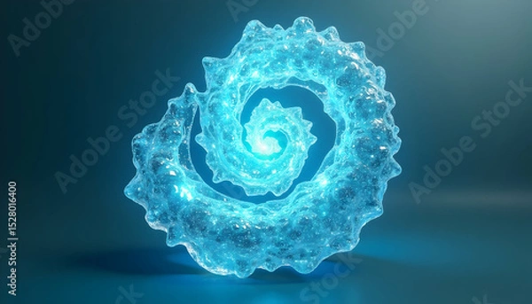 Fototapeta Abstract luminous turquoise spiral structure, creating an intriguing visual effect