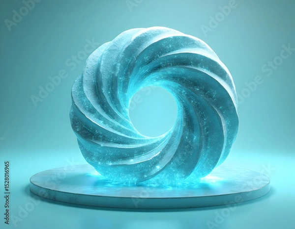 Fototapeta Abstract torus shape with swirling patterns and sparkling blue illumination