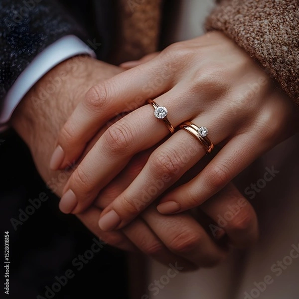 Obraz Romantic moment captured with a man and woman holding hands together in a natural setting