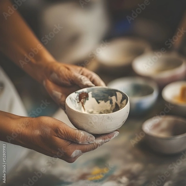 Obraz Individual holding a beautifully designed bowl with fresh fruits in a bright and cheerful setting