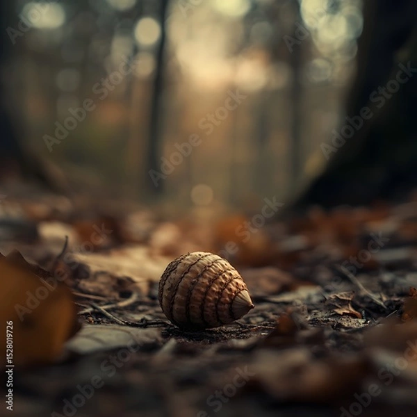 Obraz Snail crawling slowly on a leaf in the lush woods surrounded by greenery and natural beauty