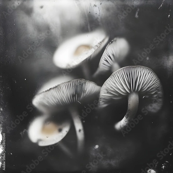 Obraz Mysterious mushrooms thriving in the dark creating an enigmatic and intriguing atmosphere
