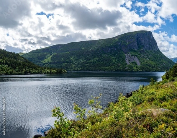 Obraz panoramic view of western brook pond fjord gros morne national park newfoundland