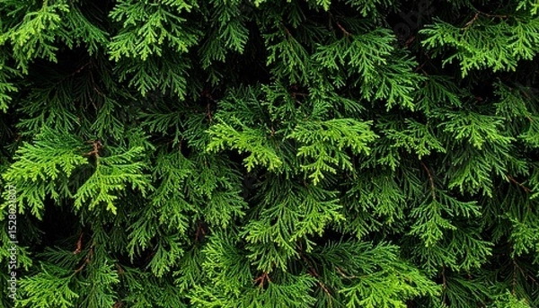 Obraz dense greenery backdrop of fir branches texture of branches lush green background solid green backdrop
