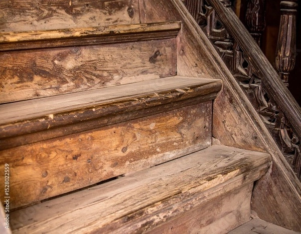 Obraz macro photography ancient wooden stairs bafut palace cameroon