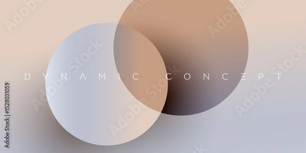Fototapeta Elegant abstract vector background featuring intersecting circles with soft shadows and warm-cool contrast. Ideal for branding, modern web design, posters, digital art, and minimal graphic composition