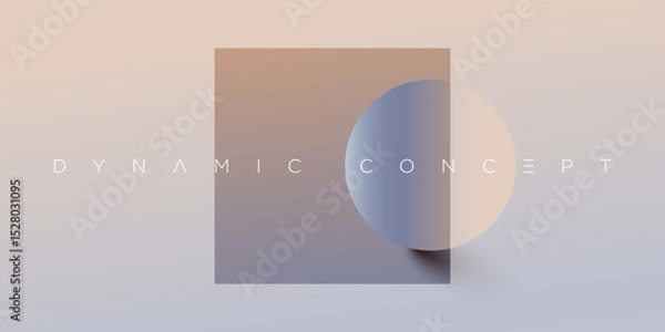 Obraz Abstract vector background featuring overlapping square and circle forms in pastel bronze and blue gradients. A clean and modern layout ideal for branding, editorial design, posters, and digital templ